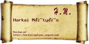 Harkai Mátyás névjegykártya