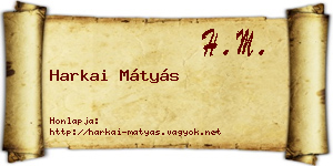Harkai Mátyás névjegykártya